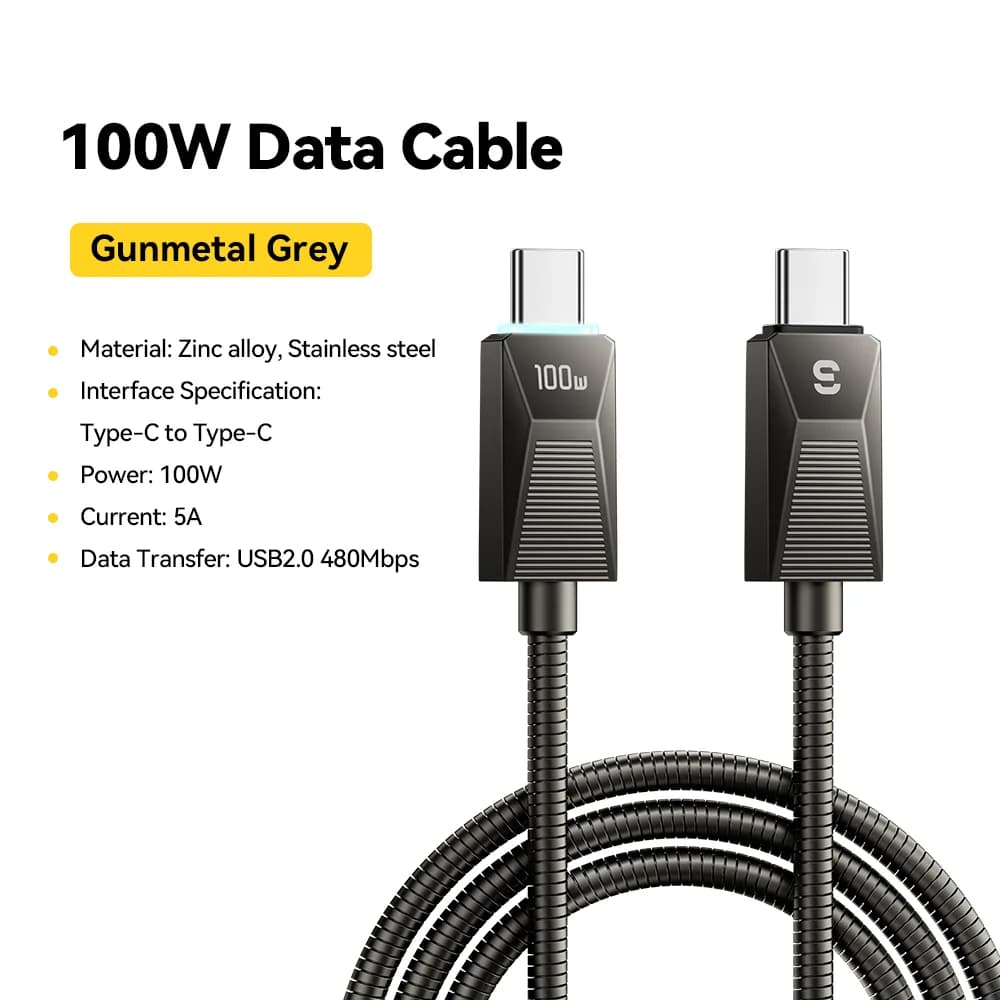 Cable de carga rápida USB-C de acero inoxidable 240W