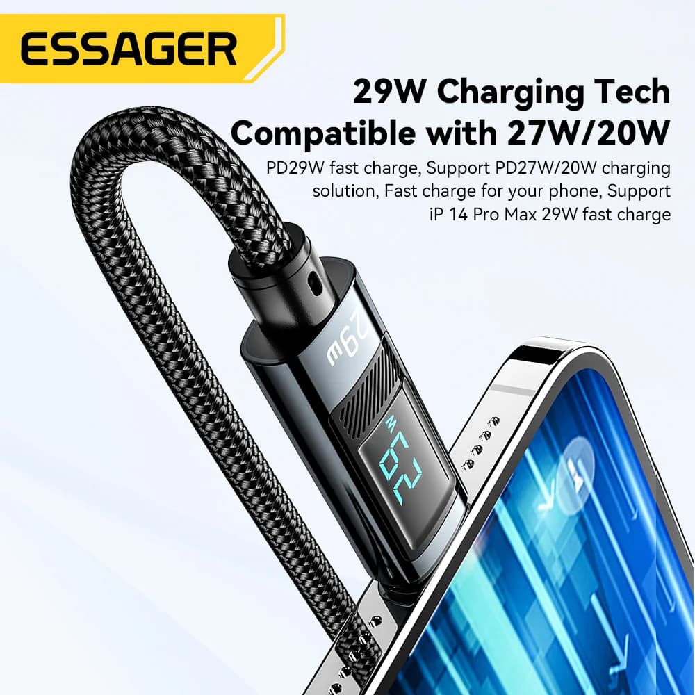 Cable USB-C a Lightning con pantalla y carga rápida PD