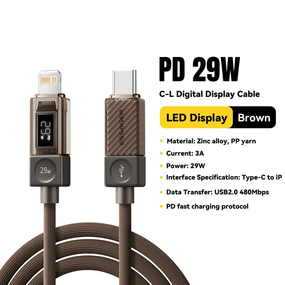 Cable USB-C a Lightning con Pantalla Digital