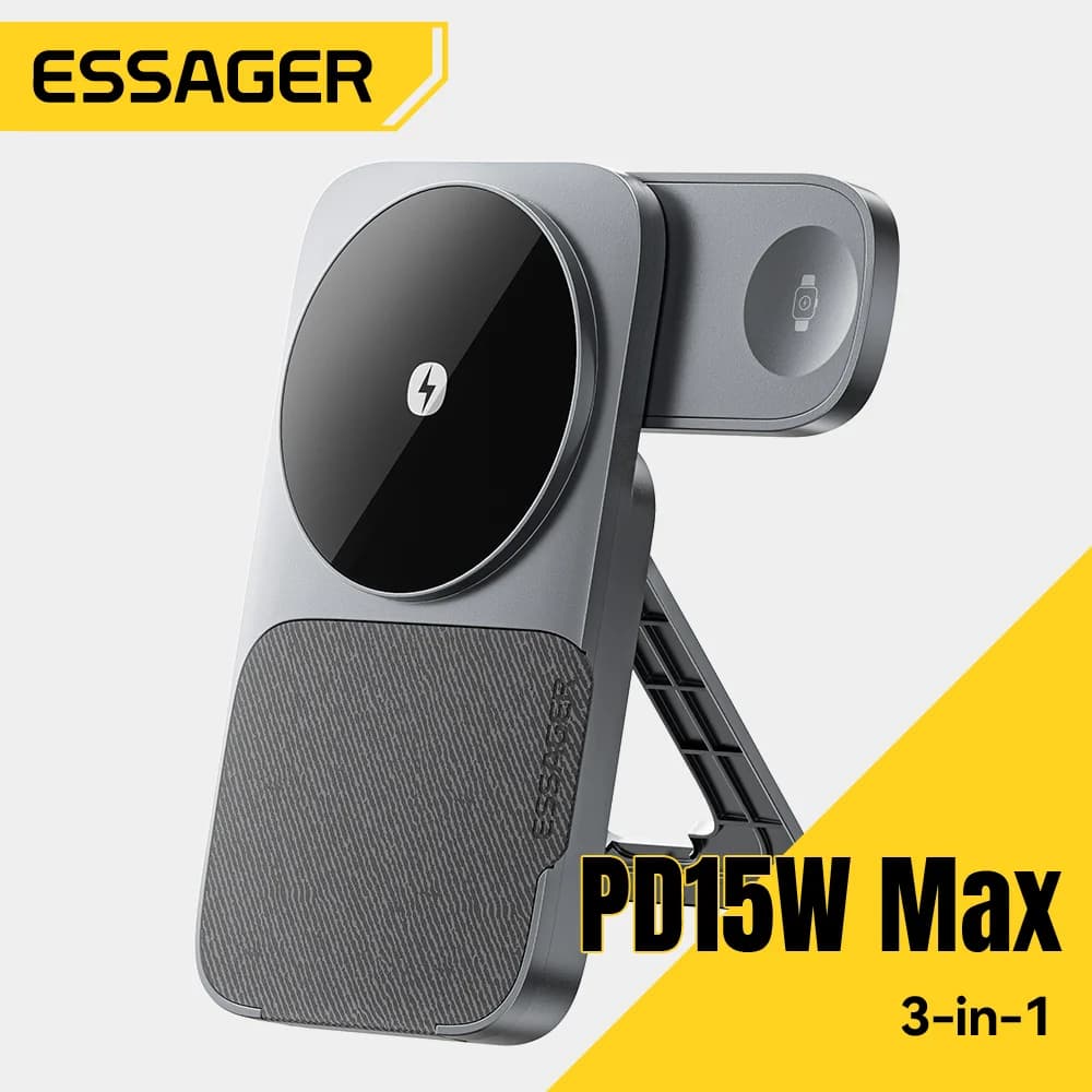 Soporte de carga inalámbrica magnético plegable 3 en 1 de 15W